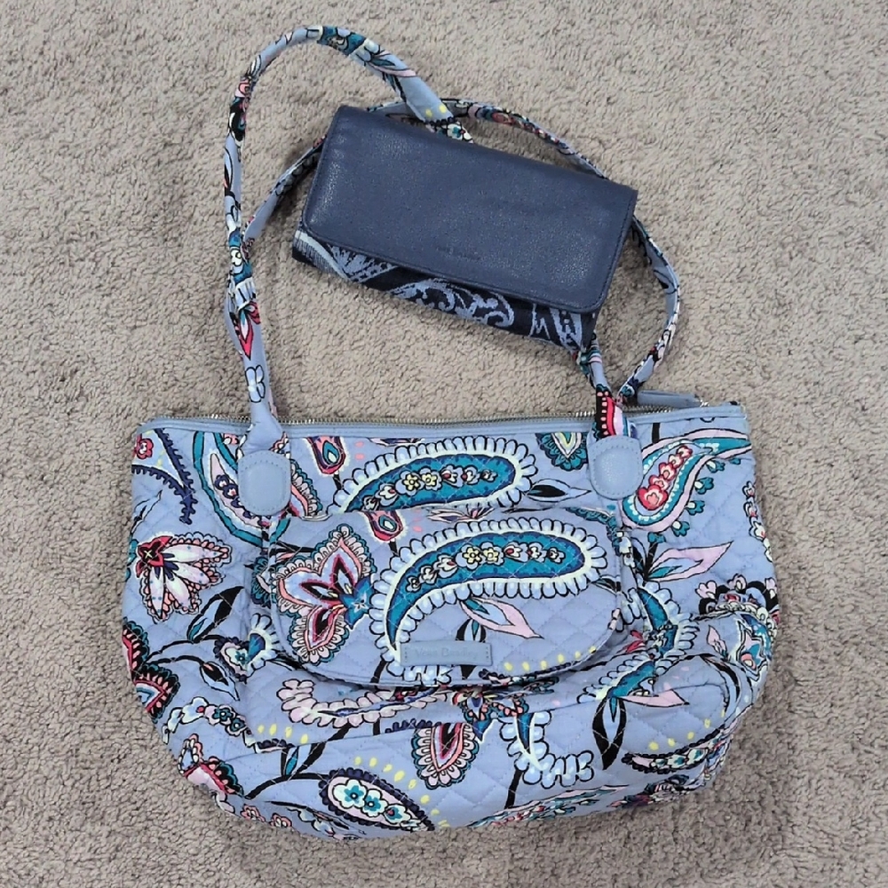 Vera Bradley Blue Paisley Shoulder Bag with Wallet